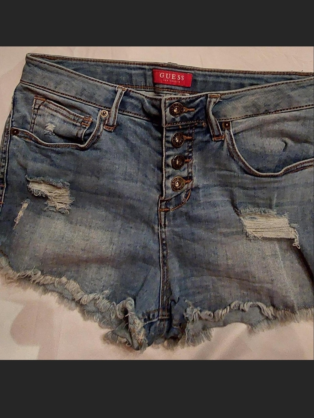 GUESS Women's Distressed Denim Shorts - SZ 6